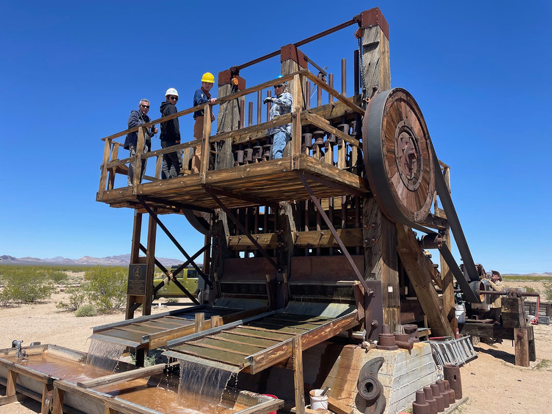 American Boy Stamp Mill in operation at Mojave Desert Heritage and Cultural Association Goffs Cultural Center Outdoor Museum